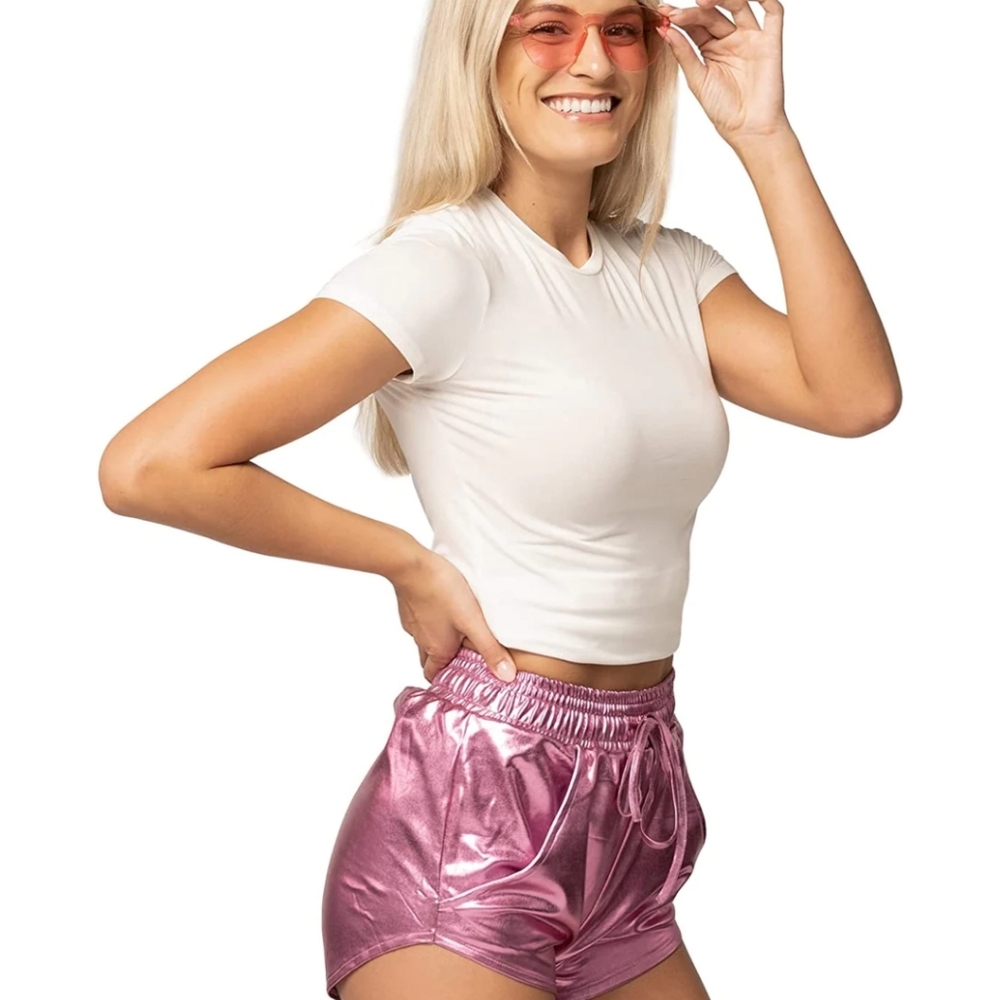 Nwt perfashion pink metallic shorts and matching pink glasses